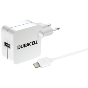 Duracell ładowarka sieciowa 5V 2.4A + kabel USB / Apple Lighting 1m biały