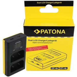 PATONA podwójna ładowarka USB LCD do Olympus OM-1 BLX-1