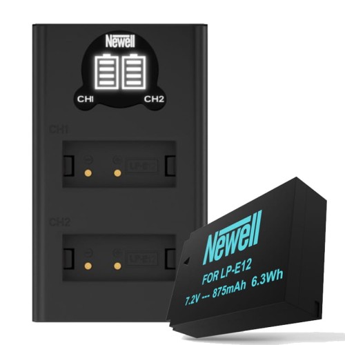 Zestaw ładowarka dwukanałowa Newell DL-USB-C i dwa akumulatory LP-E12 do Canon
