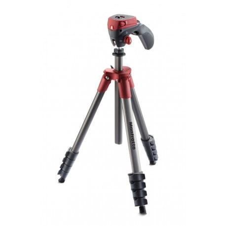 STATYW MANFROTTO COMPACT ACTION 5 SEKC. Z GŁOWICĄ HYBRYD CZERWONY